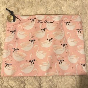Too Faced printed makeup bag with goose print